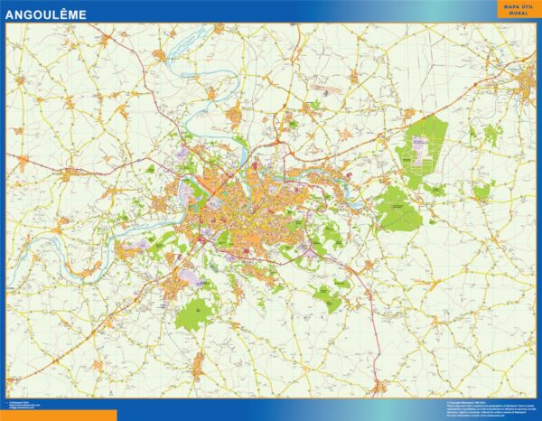 Carte Angouleme plastifiée