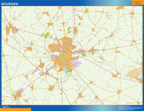 Carte Bourges plastifiée