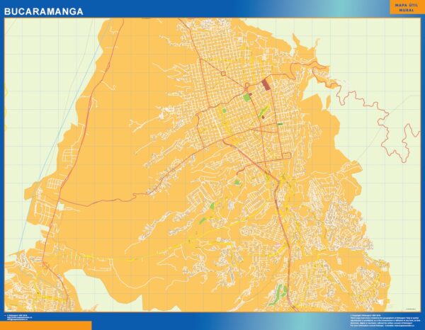 Carte Bucaramanga plastifiée Colombie