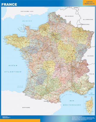 Carte de France routière - Magnétique et plastifiée 100x100cm