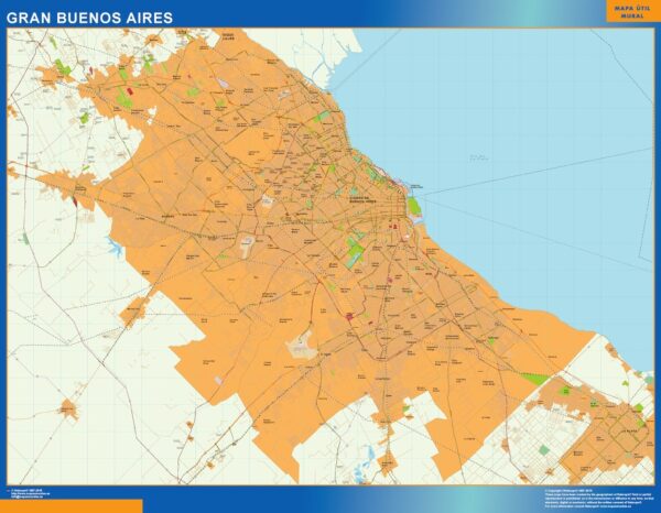 Carte Gran Buenos Aires plastifiée Argentine