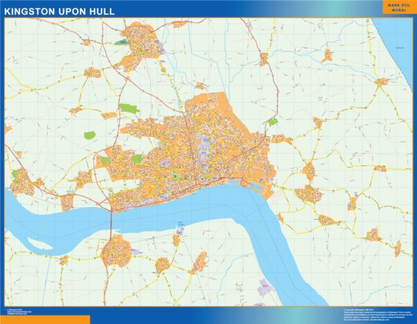 Carte Kingston Upon Hull plastifiée