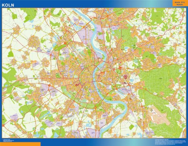 Carte Koln plastifiée