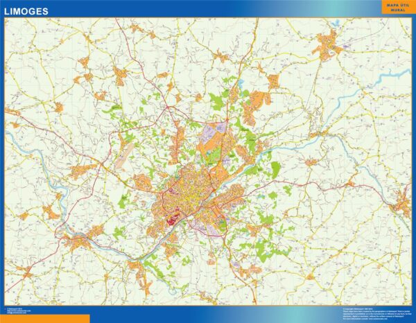 Carte Limoges plastifiée