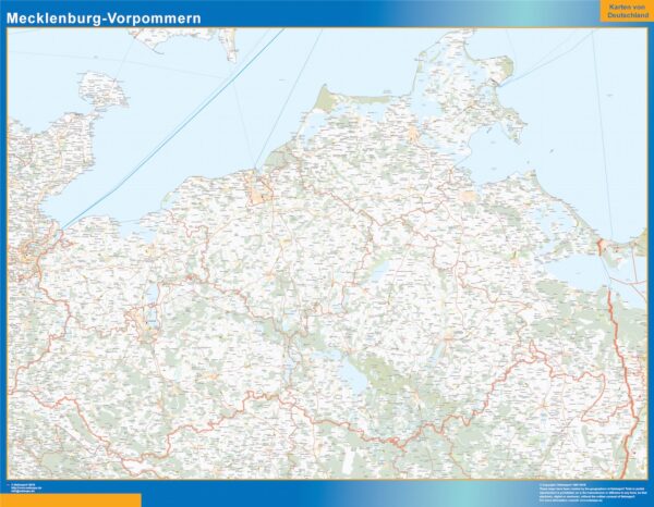 Carte Mecklenburg Vorpommern plastifiée