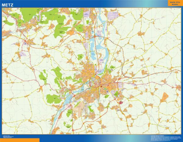 Carte Metz plastifiée