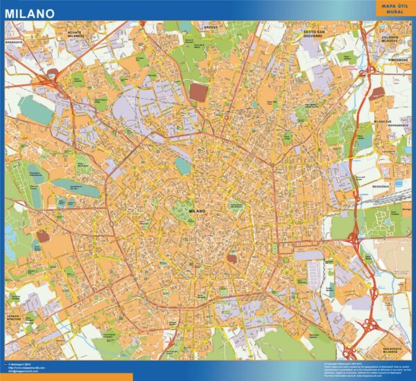 Carte Milano plastifiée