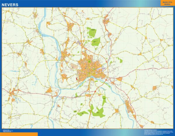 Carte Nevers plastifiée