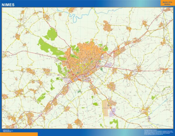 Carte Nimes plastifiée