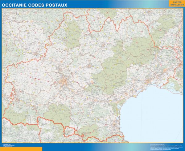 Carte OccitanIe plastifiée codes postaux