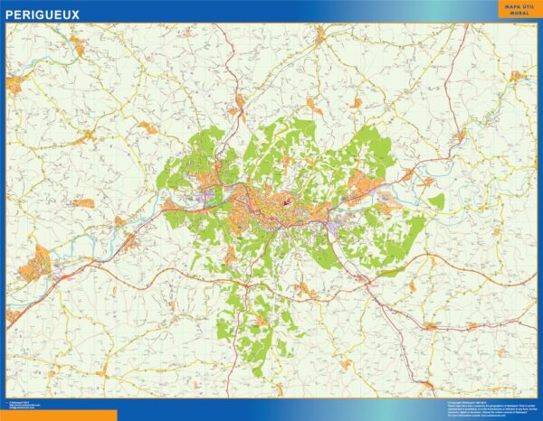 Carte Perigueux plastifiée