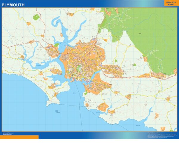 Carte Plymouth plastifiée