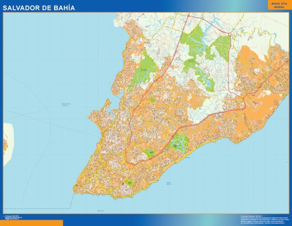 Carte Salvador Bahia plastifiée