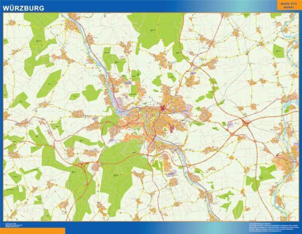 Carte Wurzburg plastifiée