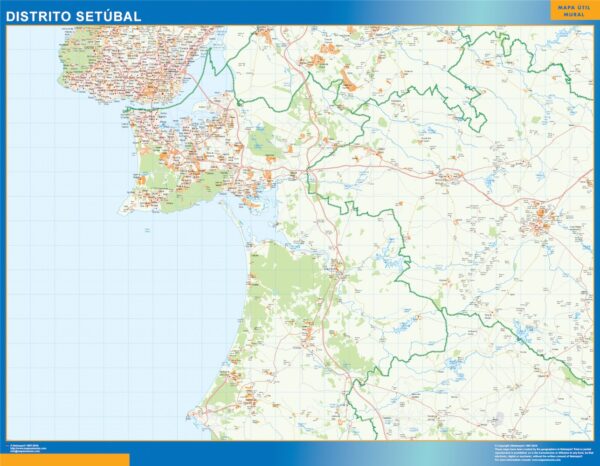 Carte district Setubal plastifiée