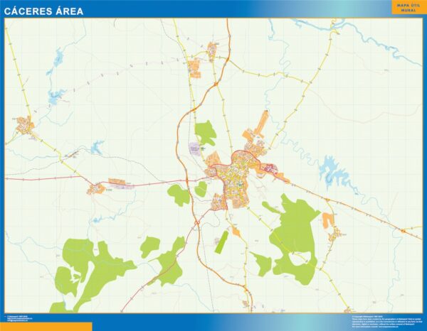 Carte routière Caceres région plastifiée