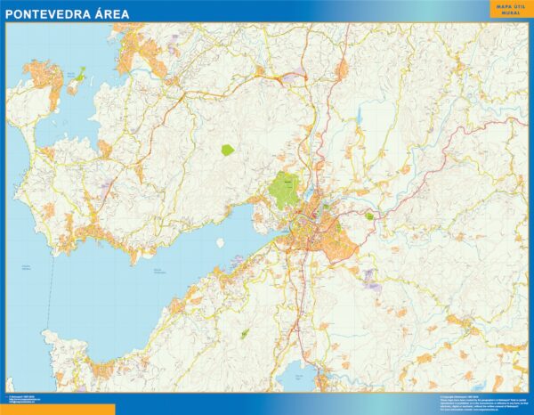 Carte routière Pontevedra région plastifiée