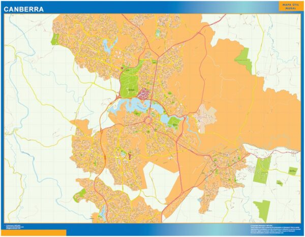 Mapa Canberra plastifiée Australie